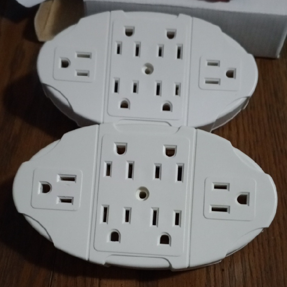 2 White Power Strip Outlet Adapter